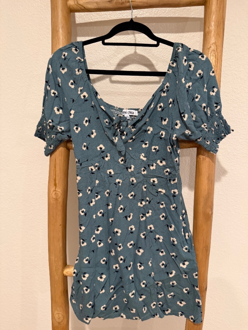 Cute teal floral mini dress